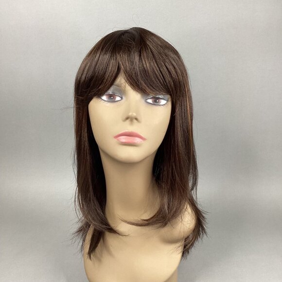 Hannah Wig Brown & Blonde Long Straight Curl Classic Cap Adjustable Synthetic - Picture 1 of 9